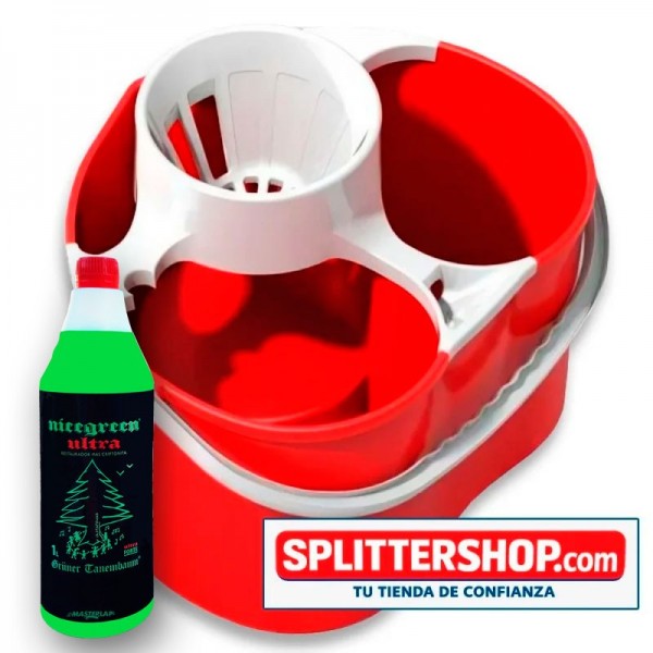 Cubo Fregona Doble Compartimento Splitter – Agua Limpia y Sucia Separadas + Nicegreen Ultra